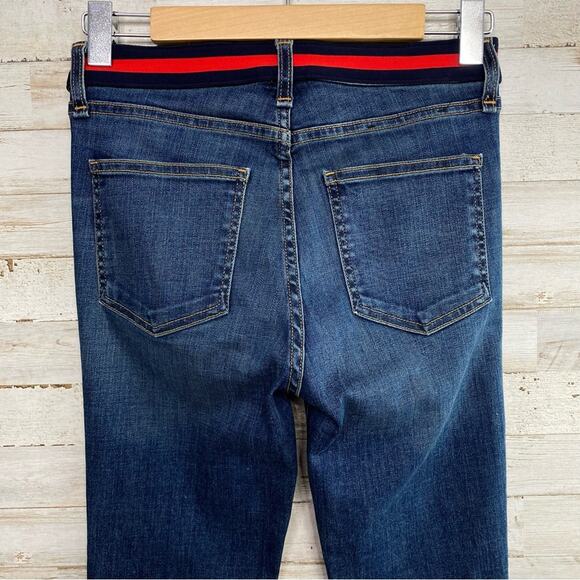 Veronica Beard Carolyn 10" Baby Boot Womens Size 26" Blue Tidal Tuxedo Waistband - Picture 12 of 16